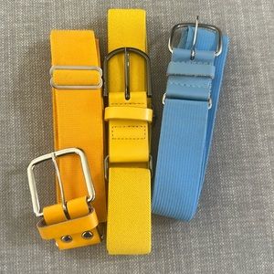 Baseball Softball Youth 4 Belts lot Blue Yellow orange